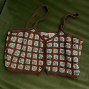 Evolution Not Revolution Knitted Spaghetti Strap Crop Cami Top